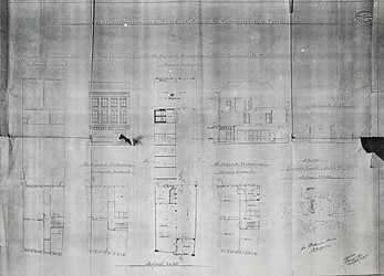<p>Verbouwingstekening door architect M. Meijerink uit 1920 van de verboiuwing tot automobielbedrijf. </p>
